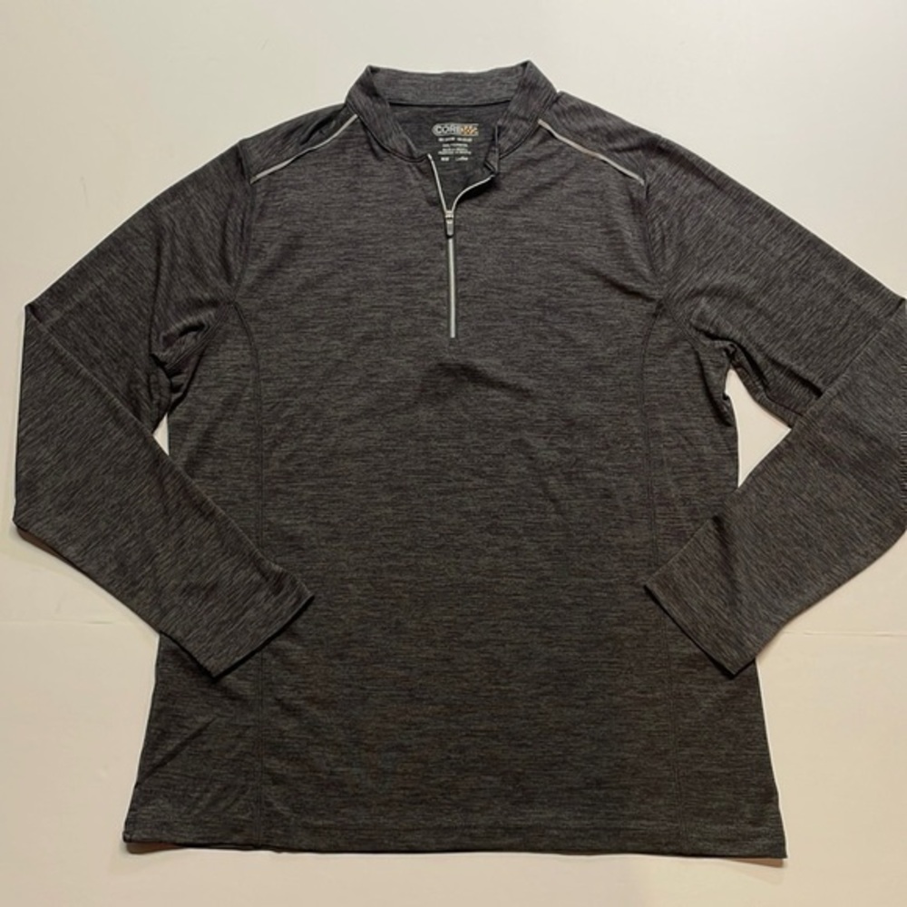 Core 365 women’s three-quarter zip long sleeve top. Size M gray/black